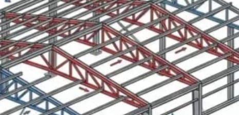 تصميم هيكل معدني بنظام جمالونات بدون نصوص لاستخدامات الهناجر والمخازن